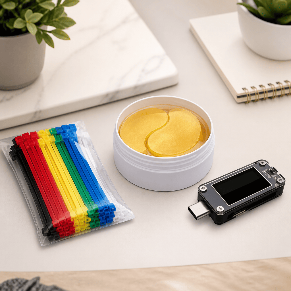 3 Tiny Problem-Solvers I’d Actually Keep on My Desk: Cable Ties, Eye Masks, and a USB-C Power Tester 3 Tiny Problem-Solvers I’d Actually Keep on My Desk: Cable Ties, Eye Masks, and a USB-C Power Tester