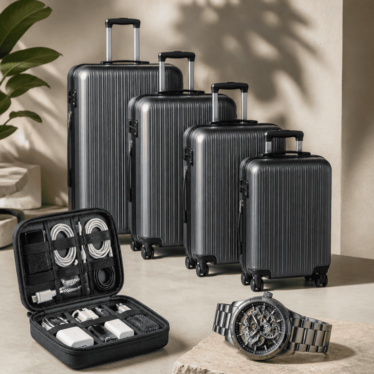 3 Smart Travel Picks: Hard Shell Luggage, Cable Organizer Bag, and a Durable Automatic Watch