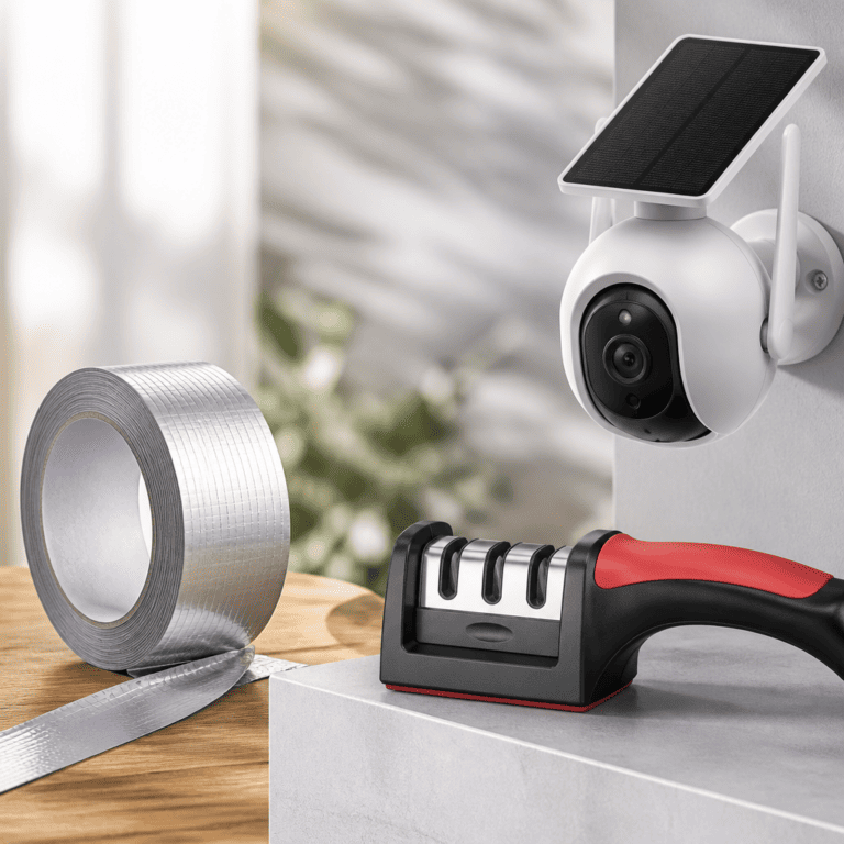 3 Smart Fixes for Home and Kitchen: Butyl Repair Tape, 3-Stage Knife Sharpener, and a 4K Solar Security Camera
