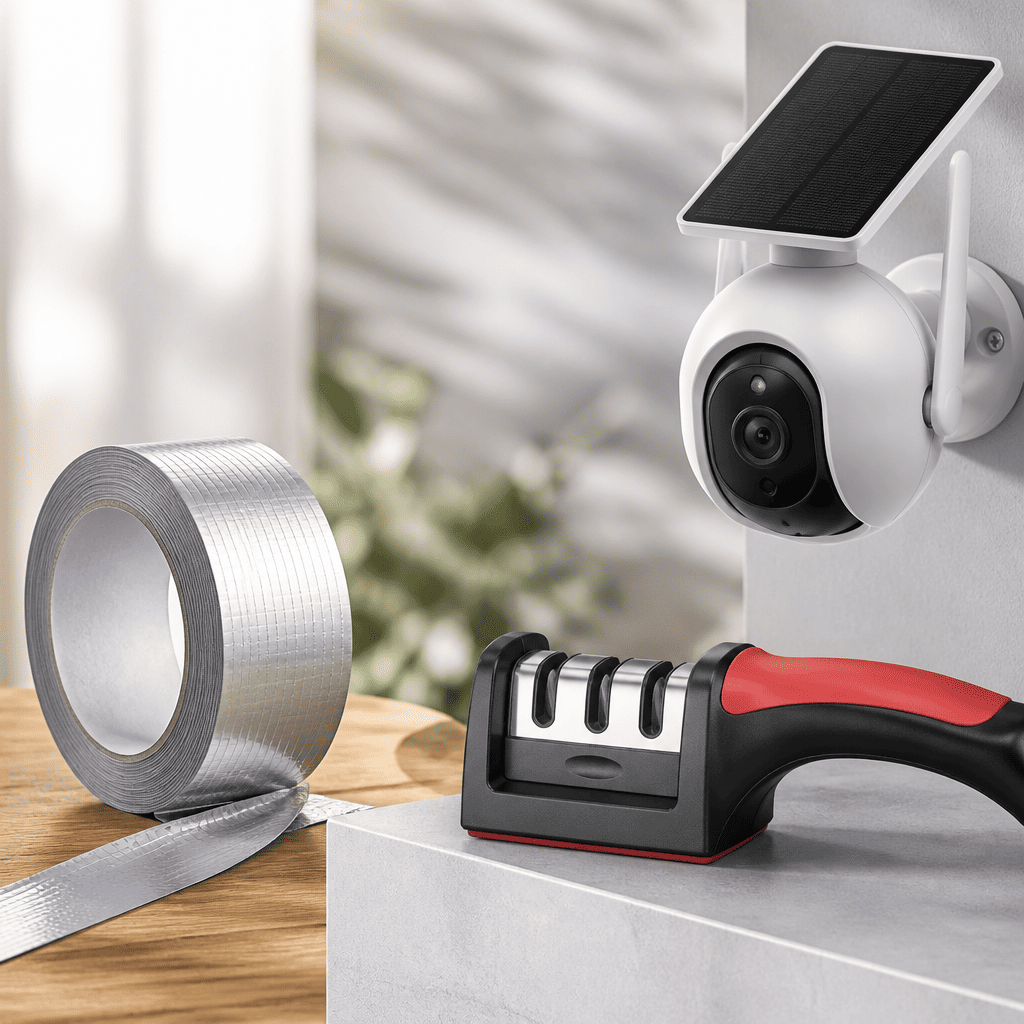 3 Smart Fixes for Home and Kitchen: Butyl Repair Tape, 3-Stage Knife Sharpener, and a 4K Solar Security Camera 3 Smart Fixes for Home and Kitchen: Butyl Repair Tape, 3-Stage Knife Sharpener, and a 4K Solar Security Camera
