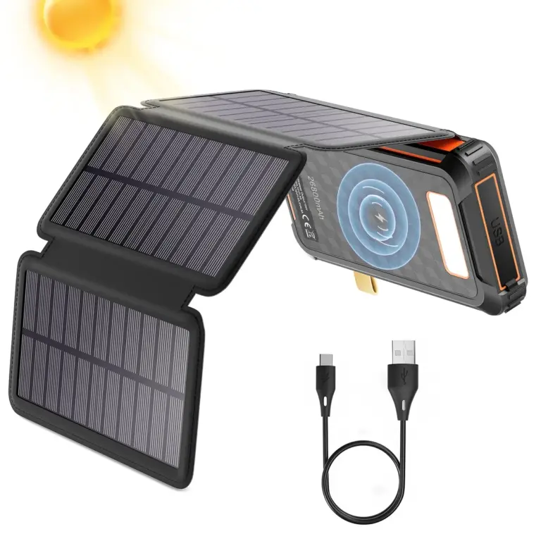 26800mAh Solar Power Bank with 4 Built-in Cables 26800mAh Solar Power Bank with 4 Built-in Cables