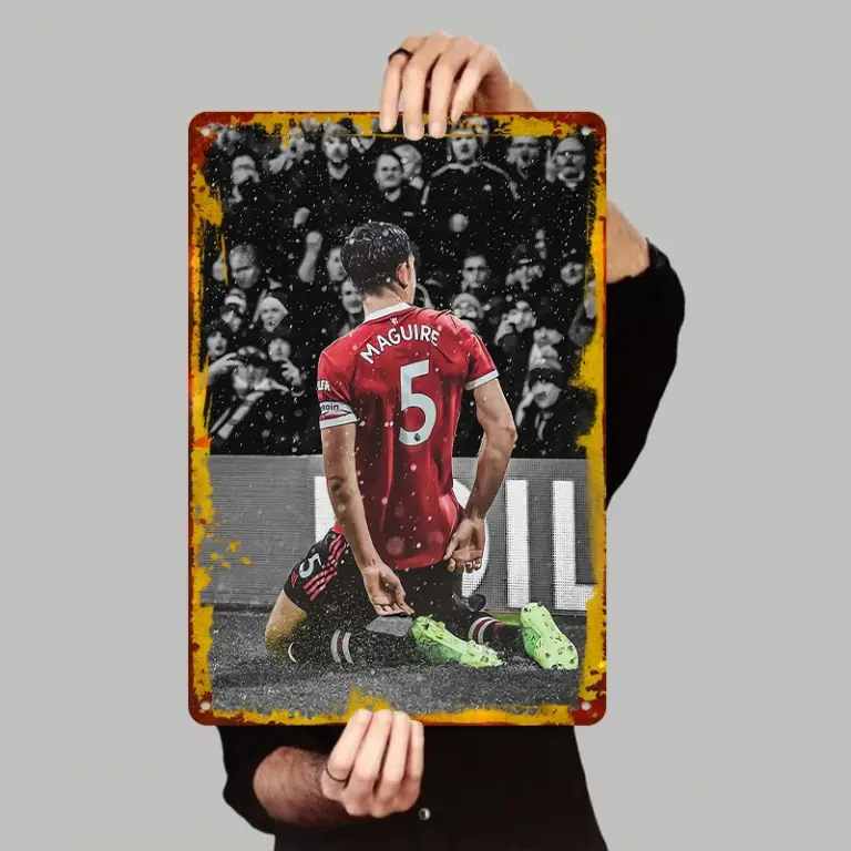 Decorative metal tin sign for Maguire and United fans