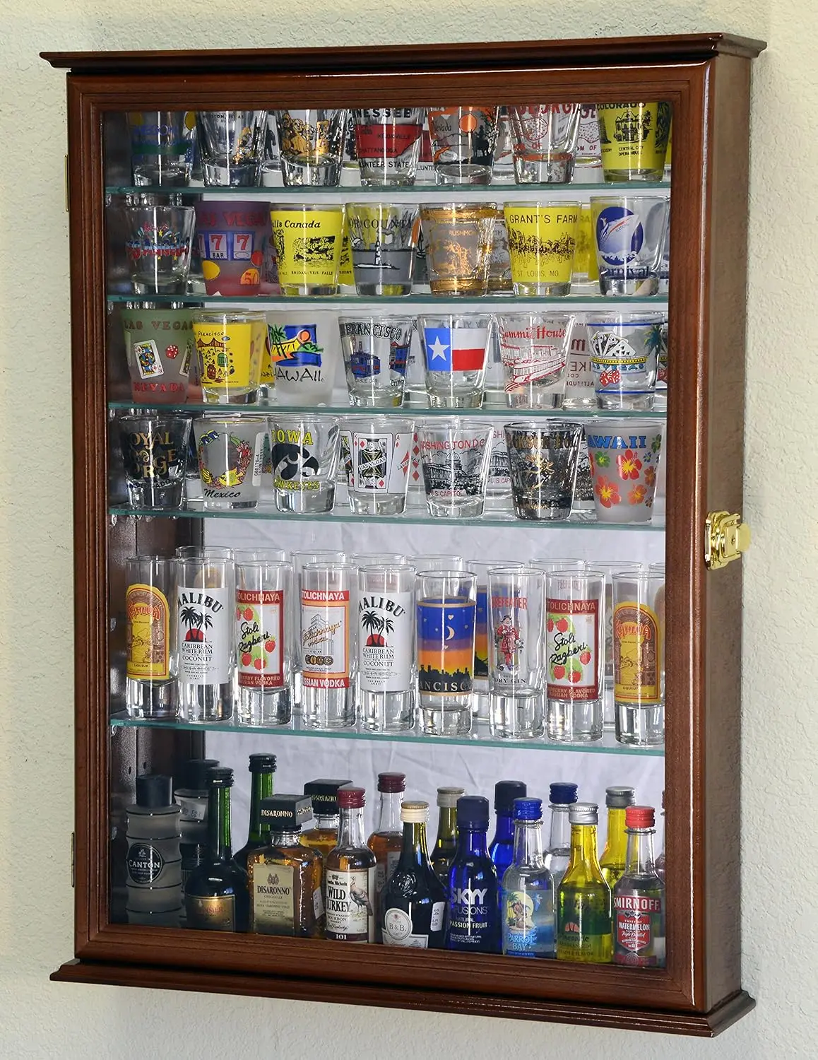 large mirror backed and 7 glass adjustable shelves shot glass glasses shooter display case holder ca large mirror backed and 7 glass adjustable shelves shot glass glasses shooter display case holder ca