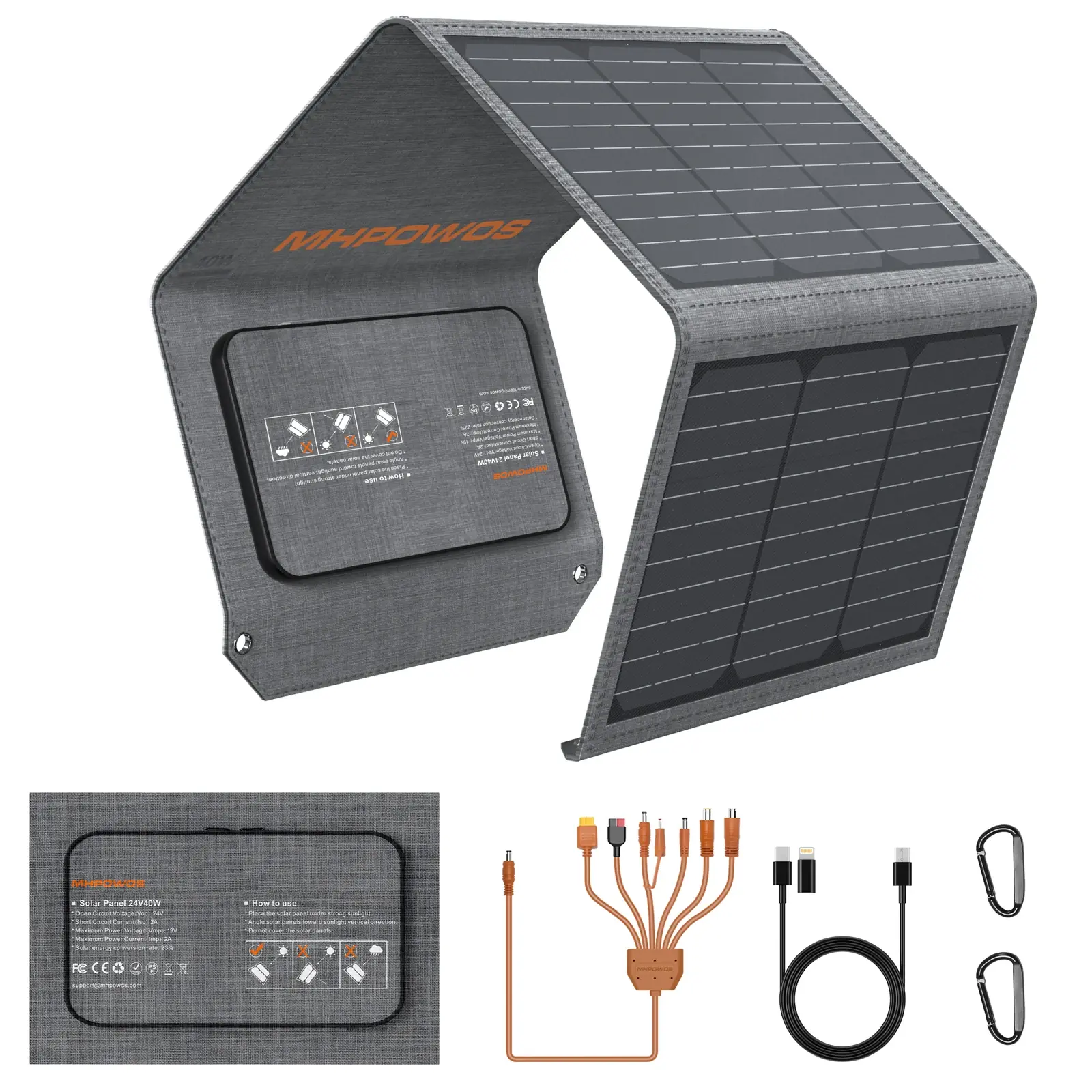 MHPOWOS Преносим соларен панел MHPOWOS 120W / 40W, сгъваем ETFE соларен заряден панел 19V за електроцентрали и телефони - характеристики и ревю wiki on AliExpress