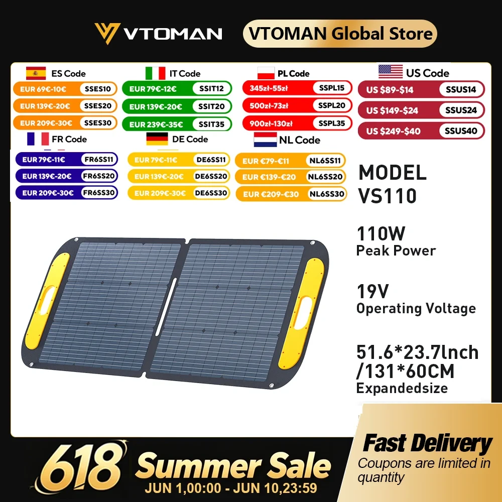 VTOMAN VS110 110W Foldable Solar Panel VTOMAN VS110 110W Foldable Solar Panel