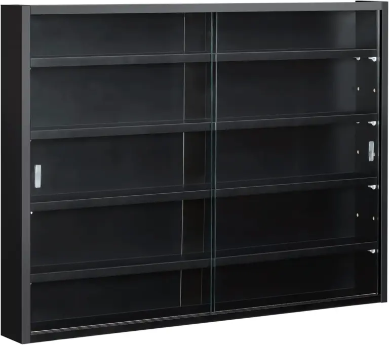 5-tier display cabinet, glass door cabinet with adjustable shelves, wall-mounted display case for pl 5-tier display cabinet, glass door cabinet with adjustable shelves, wall-mounted display case for pl