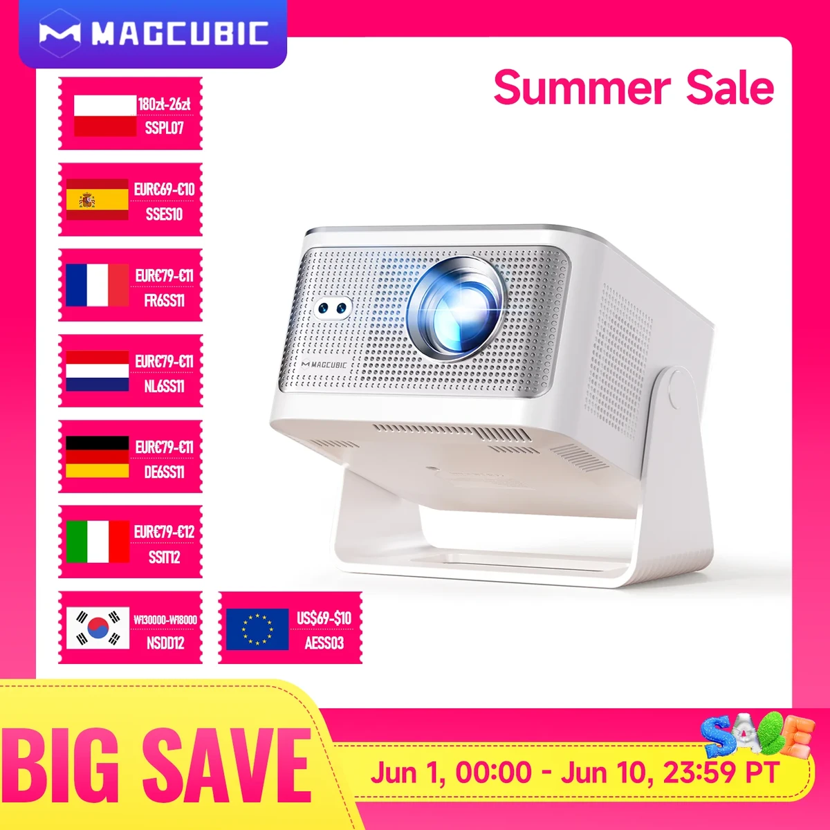 Magcubic HY350Max Projector 1080P, 8K, Wi-Fi 6