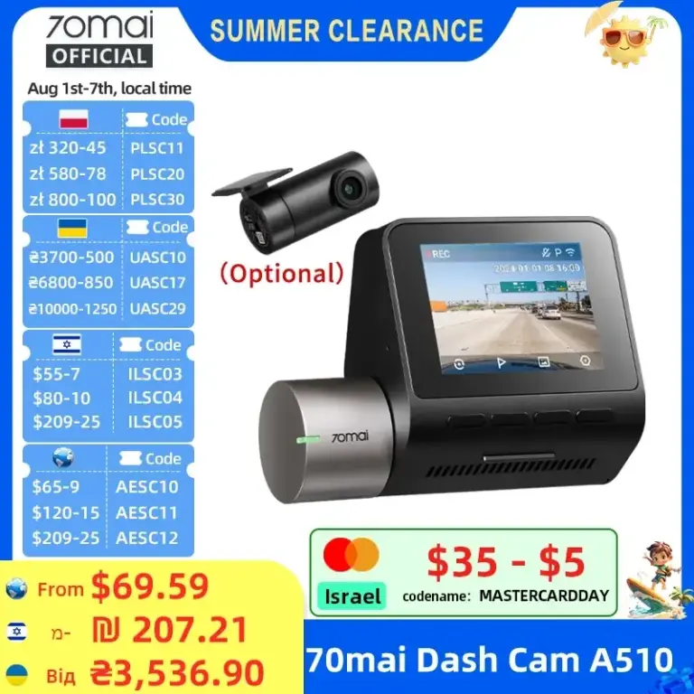 70mai A510 dashcam on AliExpress