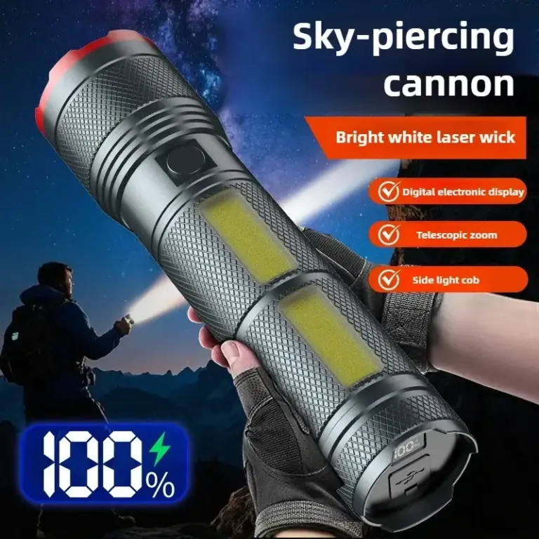 7200mAh COB Zoom Flashlight with Side Light 7200mAh COB Zoom Flashlight with Side Light