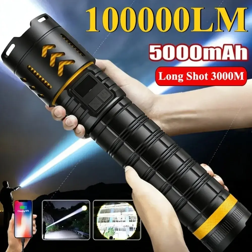 High-Power USB-C Zoom LED Flashlight for Camping