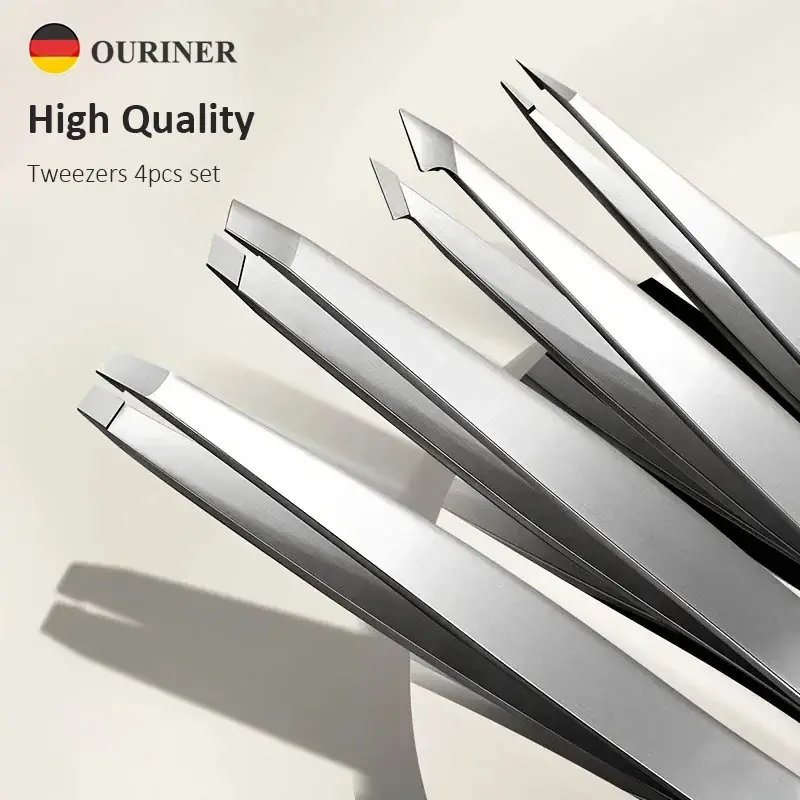 Ouriner 4-Piece Stainless Steel Eyebrow Tweezer Set Ouriner 4-Piece Stainless Steel Eyebrow Tweezer Set